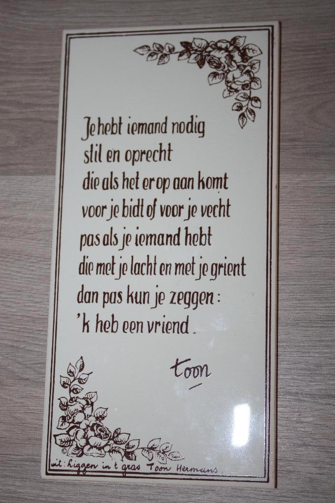 Tegelspreuk Toon Hermans , +- 20x10 cm , als nieuw, Ophalen of Verzenden, Zo goed als nieuw