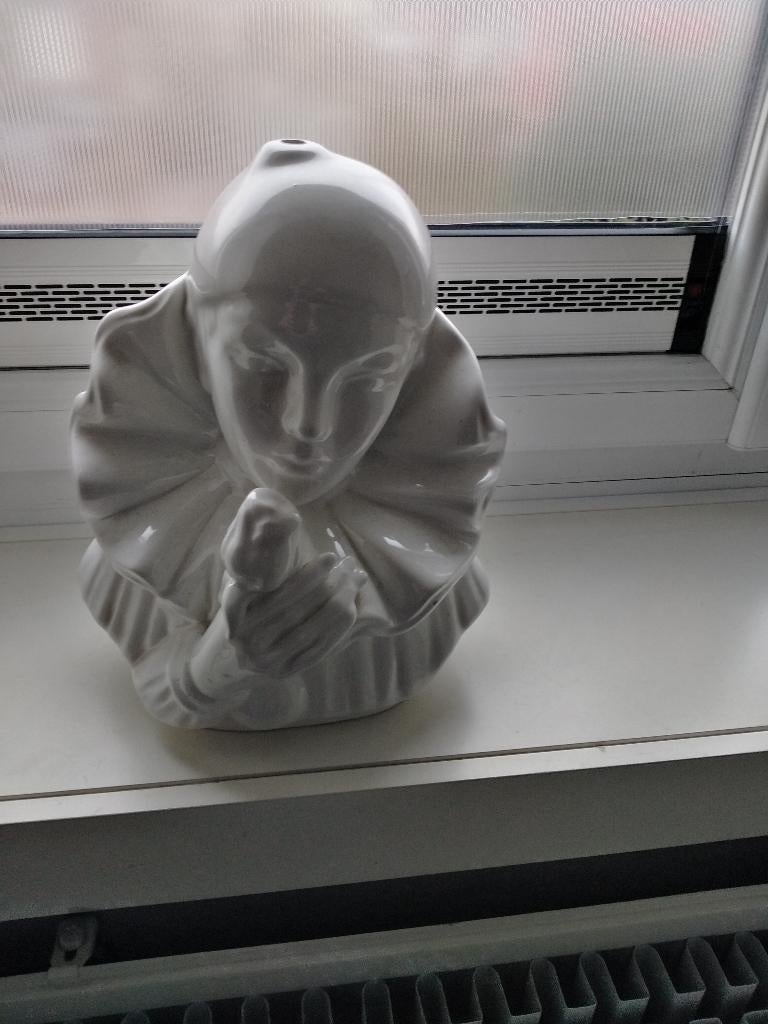 tête de pierrot, Enlèvement, Comme neuf, Blanc, Pierre/céramique