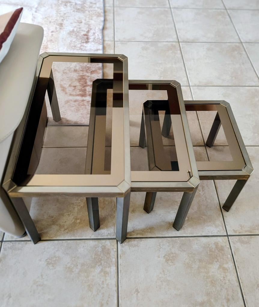 Prachtige nesttafels jaren '70, Huis en Inrichting, Tafels | Bijzettafels, Ophalen, Gebruikt, 55 tot 75 cm, 70'