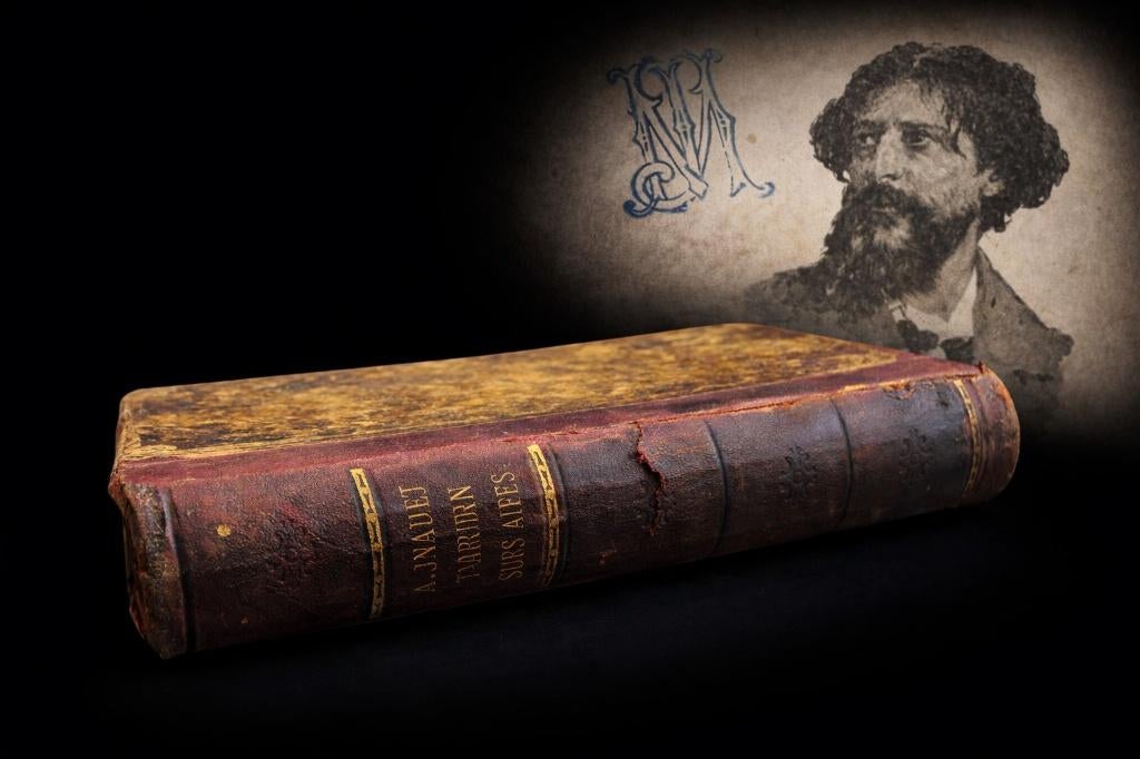 Livre ancien Tartarin sur les Alpes (1886) mét Monogram!, Antiek en Kunst, Ophalen of Verzenden, Alphonse Daudet