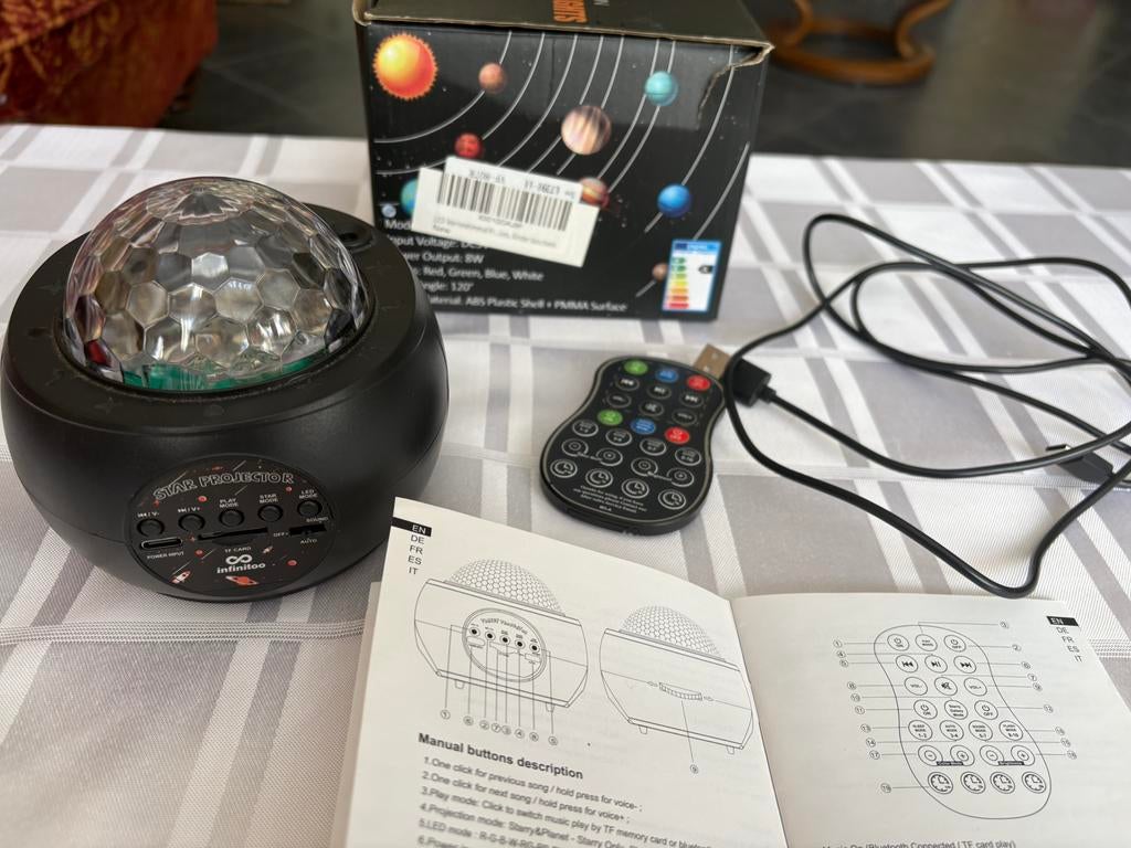 Star Projector Nachtlampje met een sterrenhemel, Enlèvement, Comme neuf, Lumières