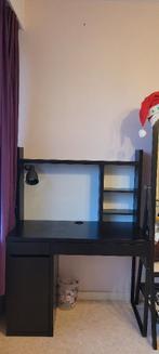 Bureau + élément complémentaire haut + bibliothèque, Bureau d'ordinateur, Comme neuf, Enlèvement, Noir