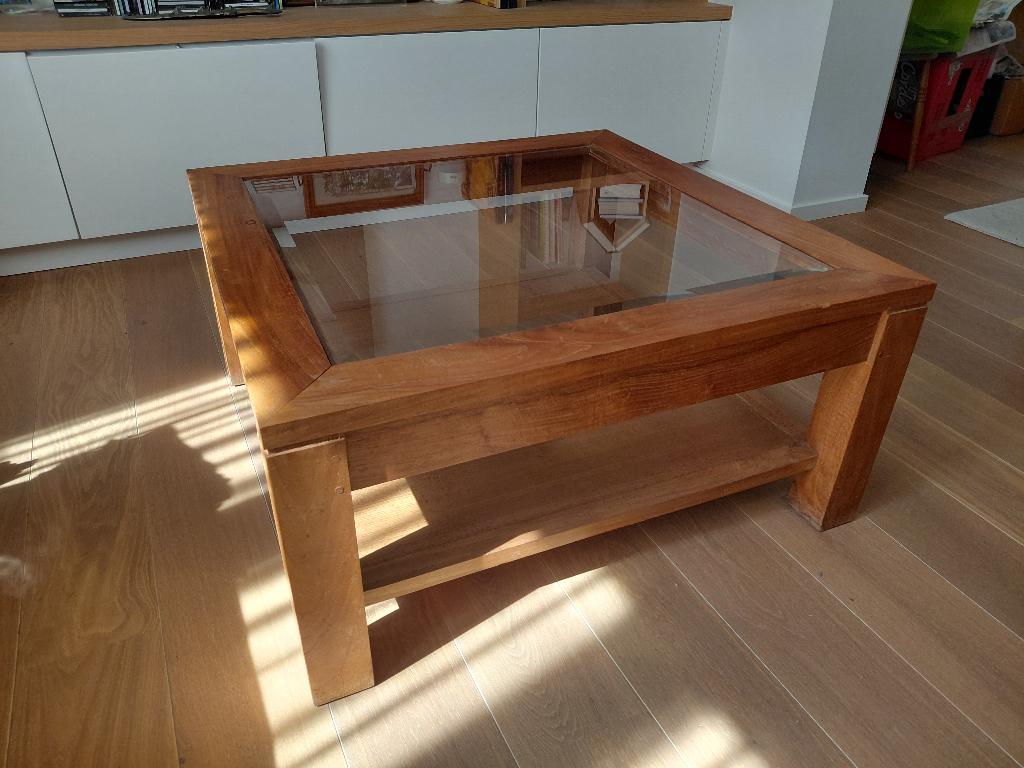 Salontafel, Huis en Inrichting, Tafels | Salontafels, Ophalen, Gebruikt, 50 tot 100 cm, Glas