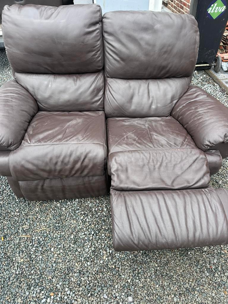 Leren zetel, Huis en Inrichting, Ophalen, Gebruikt, 150 tot 200 cm, Tweepersoons