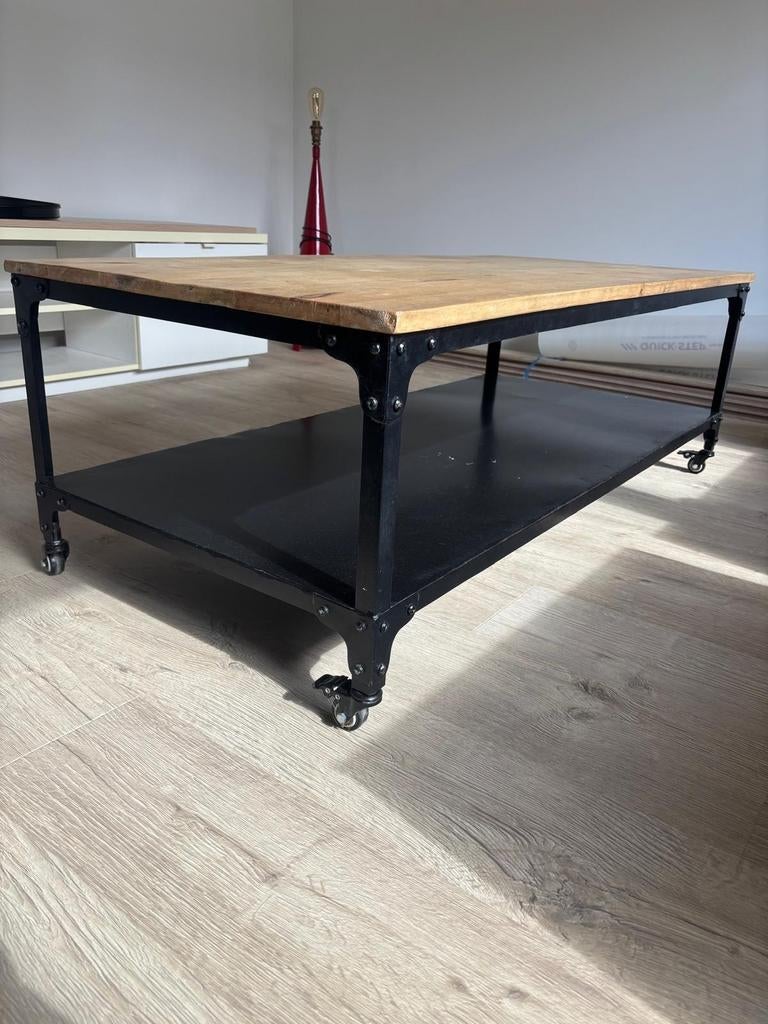 Industriële salon- en eettafel set te koop, Ophalen, Metaal