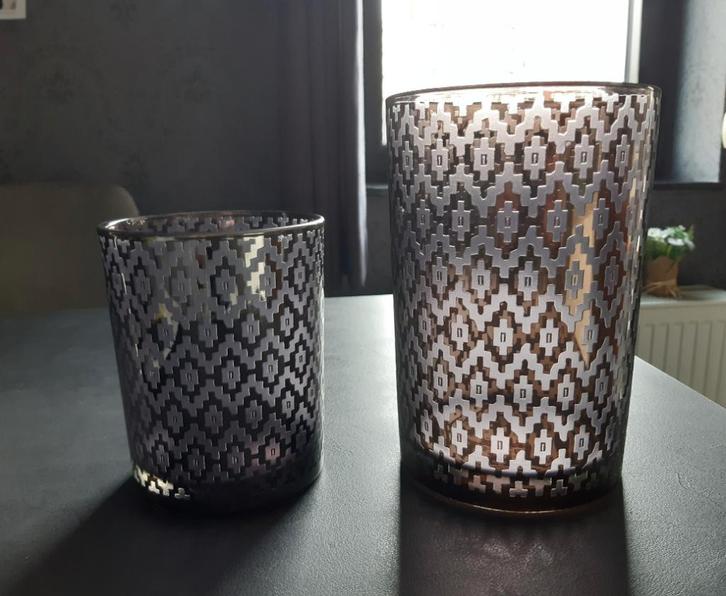 Deux photophores J Line, Huis en Inrichting, Woonaccessoires | Kandelaars en Kaarsen, Zo goed als nieuw, Ophalen