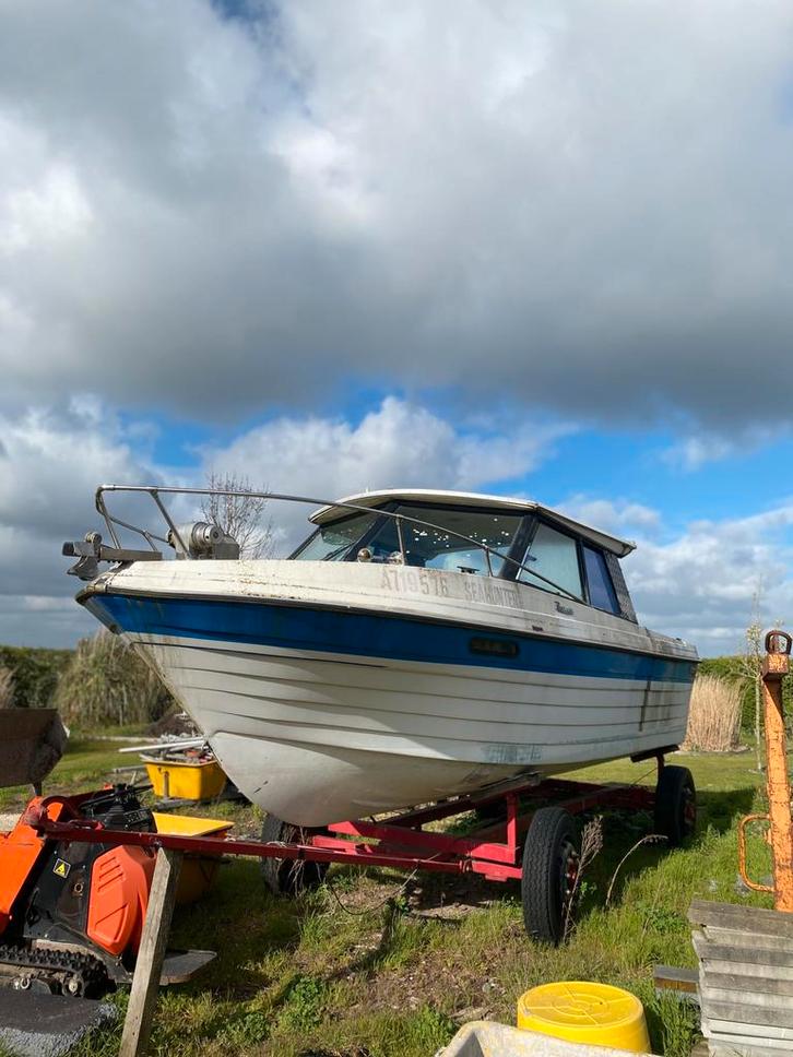 Oude visboot / kajuitboot – project – met papieren, Watersport en Boten, Vis- en Consoleboten, Gebruikt, 3 tot 6 meter, Ophalen