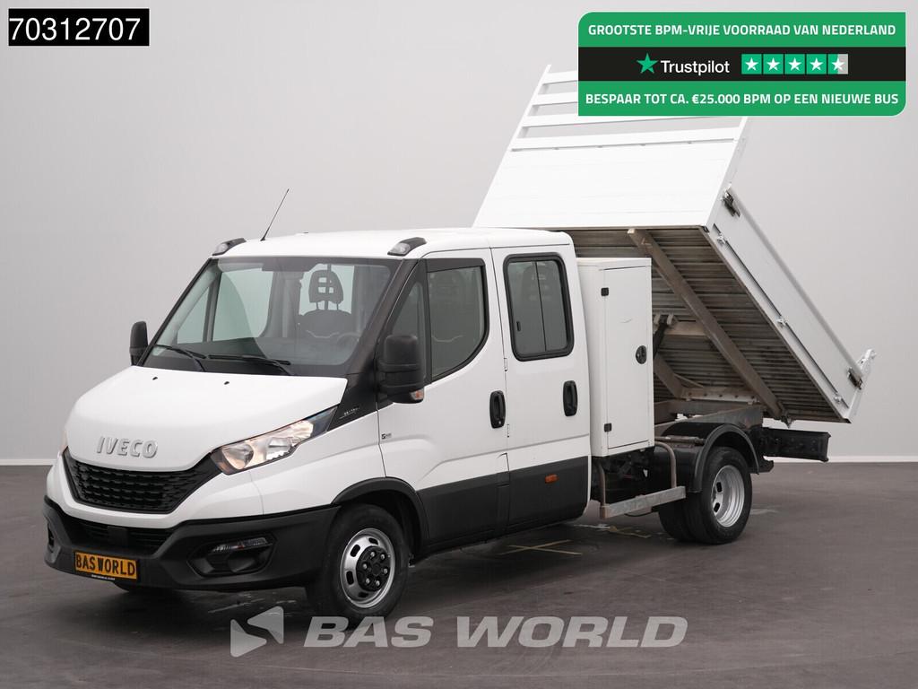 Iveco Daily 35C14 Dubbel Cabine Kipper met Kist Dubbellucht, Auto's, Stof, Gebruikt, Iveco, Wit