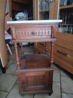 Table de nuit ancienne avec marbre blanc, Enlèvement, Bois, 45 à 65 cm, 70 cm ou plus