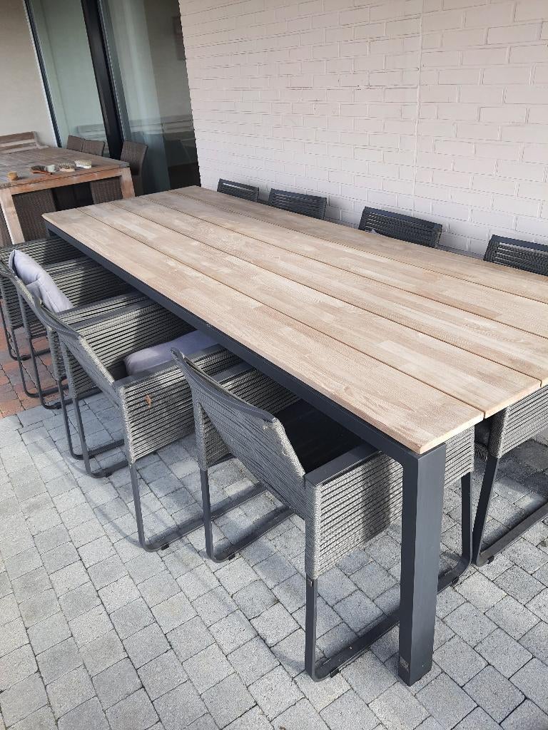 Mooie grote tuintafel met 8 stoelen, Tuin en Terras, Tuintafels, Ophalen, Zo goed als nieuw, Rechthoekig, Hout