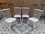 4 Vintage spijlen stoelen, Enlèvement, Comme neuf, Blanc