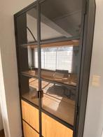 Vitrinekast Industrieel Staal Glas Eik, Ophalen, Zo goed als nieuw, Glas, Met deur(en)