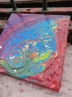 Kleurrijk abstract schilderij – handgemaakt, Antiek en Kunst, Kunst | Schilderijen | Abstract, Ophalen