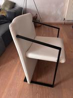 6 Stoelen met wit leer bekleed, Huis en Inrichting, Stoelen, Ophalen, Strak, Wit, Leer