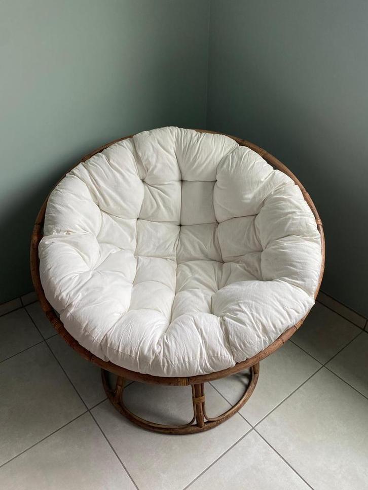 Fauteuil Papasan en rotin avec coussin – très confortable, Huis en Inrichting, Fauteuils, Ophalen