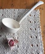 Oude off white aardewerk soeplepel met reparatie, Antiek en Kunst, Ophalen of Verzenden