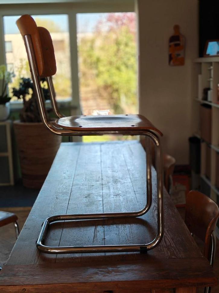6 Tubax vintage stoelen (made in Belgium), Huis en Inrichting, Stoelen, Ophalen
