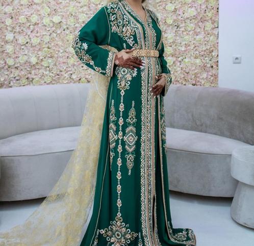 Prachtige groene kaftan, Kleding | Dames, Gelegenheidskleding, Zo goed als nieuw, Overige typen, Maat 38/40 (M), Groen, Ophalen of Verzenden