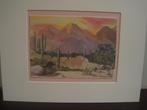 Waterverf schilderij Heidi Rosner "Saguaro sunset" 2000, Ophalen of Verzenden