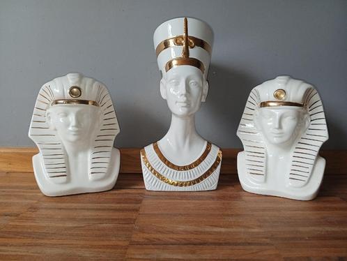 Eighties keramiek: 3x Egyptische beelden, Verzamelen, Retro, Huis en Inrichting, Ophalen of Verzenden