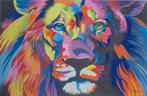 groot olieschilderij popart leeuw (75x115cm), Antiek en Kunst, Ophalen of Verzenden