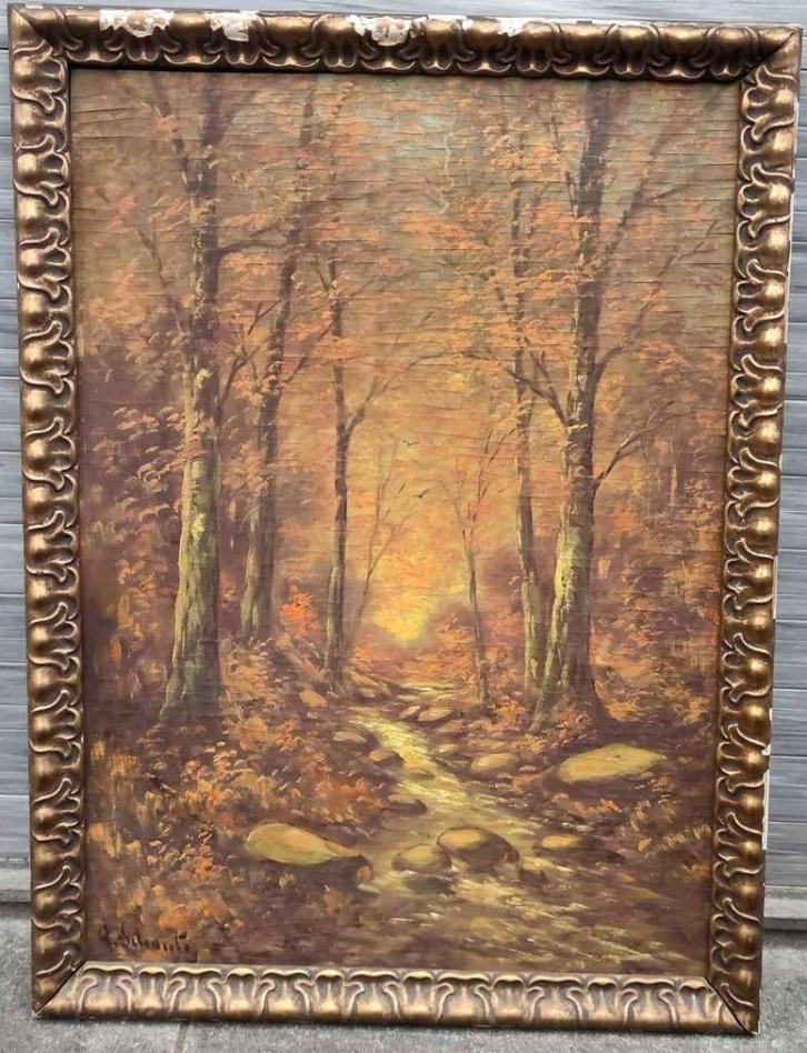 Huile sur panneau ruisseau signe Paul schouten, Antiek en Kunst, Kunst | Schilderijen | Klassiek, Ophalen of Verzenden