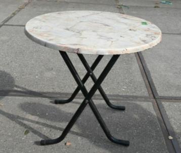 Ronde marmerenlook bijzettafels, metalen onderstel, 5 stuks beschikbaar voor biedingen