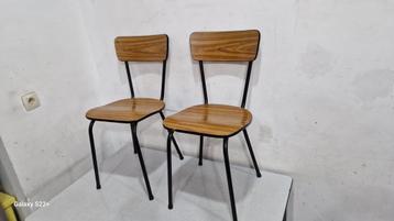 ancien deux  chaise en formica vintage couleur marron année 