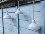 Vintage grijs geëmailleerde hanglampen, Ophalen of Verzenden, Gebruikt, Metaal, Vintage,  industriële