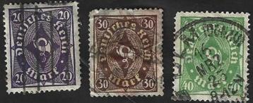 3 Postzegels Duitse Rijk 1922 Posthoorn (II, éénkleurig) beschikbaar voor biedingen