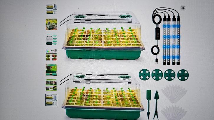 3 mini serres avec leds et 4 tapis chauffant, Jardin & Terrasse, Bacs à fleurs & Jardinières, Neuf, Synthétique, Intérieur, Enlèvement ou Envoi