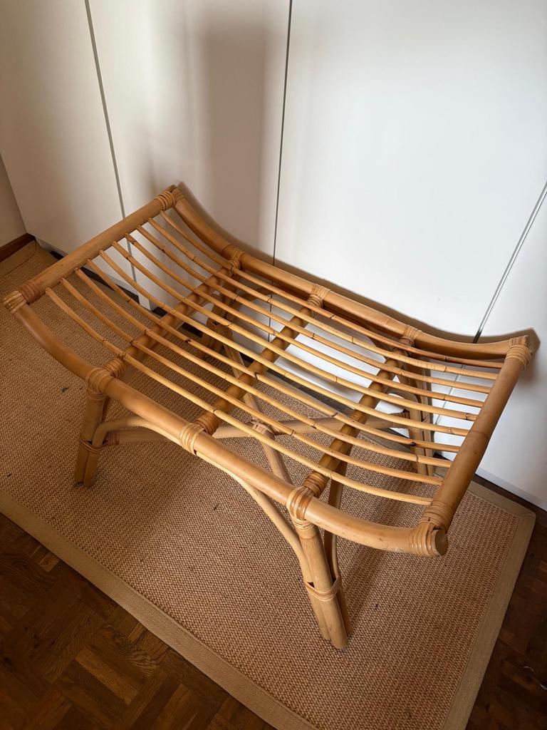 Rotan voetbankje, Maison & Meubles, Canapés | Repose-pieds & Poufs, Osier ou Rotin, Comme neuf, Enlèvement, 50 à 75 cm
