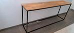 Sidetable in echt staal en met eiken blad, Huis en Inrichting, Tafels | Sidetables, Ophalen, Zo goed als nieuw