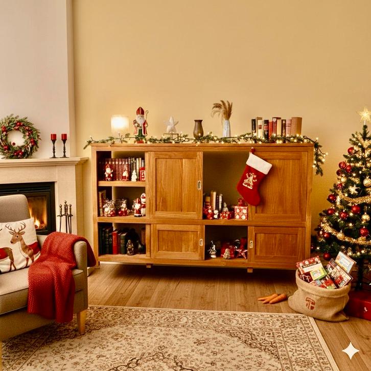 Teak dressoir roomdivider., Huis en Inrichting, Kasten | Dressoirs, Nieuw, 200 cm of meer, 50 tot 75 cm, Met deur(en), Met plank(en)