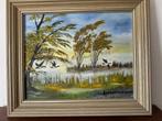 Schilderij herfst, vijver met wegvliegende eenden, Ophalen