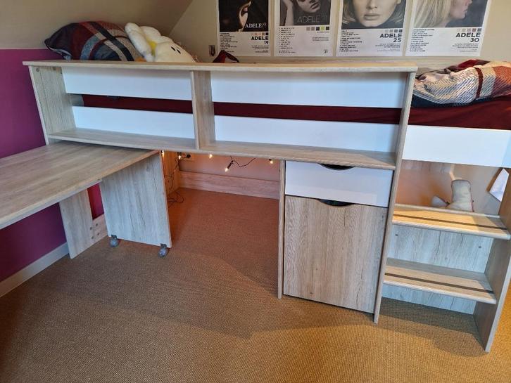 Hoogslaper + bureau, Enfants & Bébés, Chambre d'enfant | Lits superposés & Lits mezzanines, Comme neuf, Lit mezzanine, Enlèvement