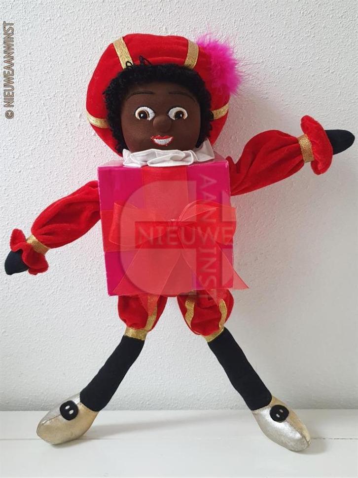 Authentieke Etos kado zwarte Piet pop - 45cm, rood/roze, Diversen, Sinterklaas, Verzenden
