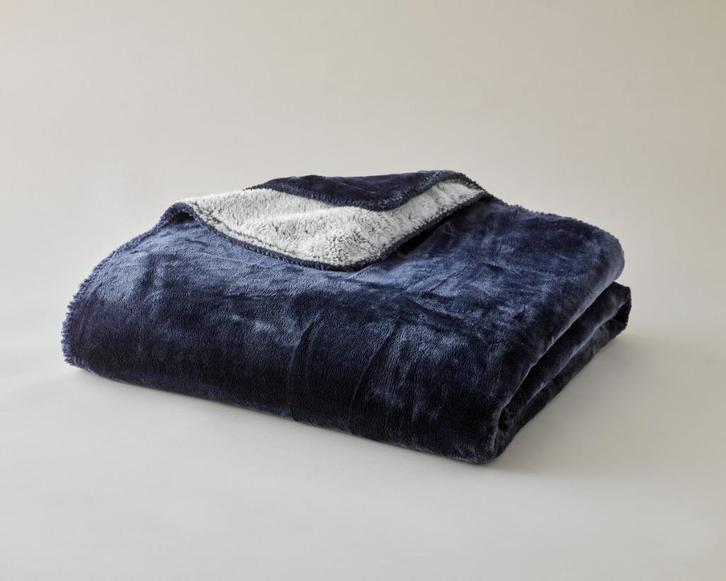Plaids Cocooning Bicolore Bleu fleece plaid NIEUW 200x150 cm, Huis en Inrichting, Woonaccessoires | Plaids en Woondekens, Nieuw