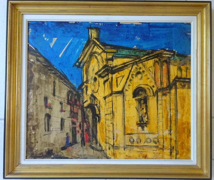 Jean Oosterlynck, GT, 60 x 50, Straat in Parijs 1967, Antiek en Kunst, Kunst | Schilderijen | Klassiek, Ophalen of Verzenden