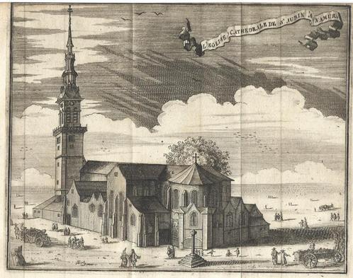 1711 - Namur / la cathédrale de Saint-Aubin, Antiek en Kunst, Kunst | Etsen en Gravures, Verzenden