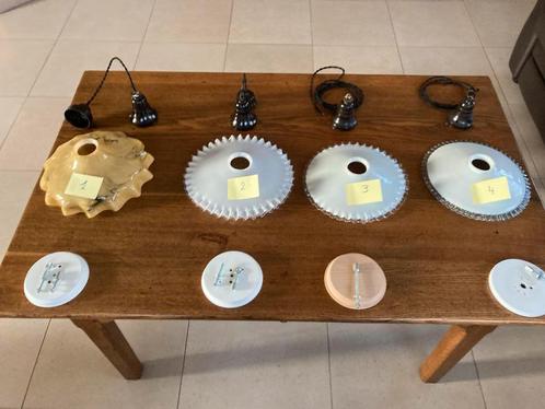 4-Antieke of retro plafondlamp +_ 100 jaar opaline glas E 27, Antiek en Kunst, Antiek | Verlichting, Ophalen
