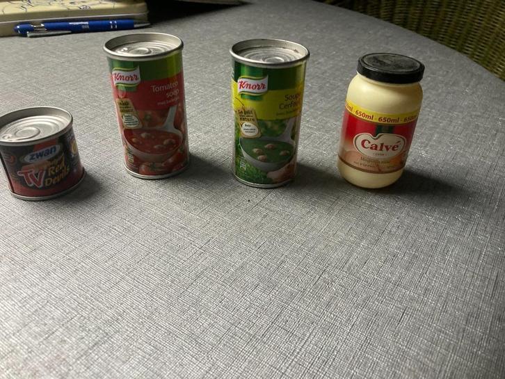 MINI BLIK-JES  SOEP KNORR WORSTJES ZWAN MAYONAISE CALVE, Verzamelen, Merken en Reclamevoorwerpen, Zo goed als nieuw, Ophalen of Verzenden