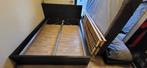 Dubbel bed MALM 160cm met matras, 2 laden en bedovertrek, 160 cm, Comme neuf, Deux personnes, Noir