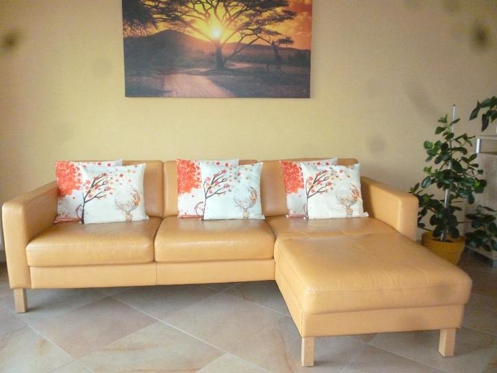 Canapé d'angle en cuir avec méridienne, Maison & Meubles, Canapés | Coins salons complets, Utilisé, Bois, Cuir, Enlèvement