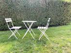 Metalen BISTRO-set ZAND-kleur met 2 stoelen, Tuin en Terras, Tuinsets en Loungesets, Bijzettafel, Nieuw, Tuinset, Ophalen