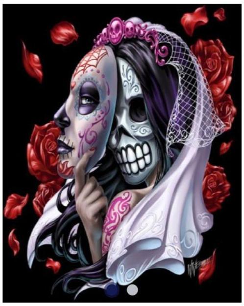 Diamond Painting Skelet Met Masker 50*40 cm, Hobby en Vrije tijd, Knutselen, Nieuw, Knutselwerk, Ophalen of Verzenden