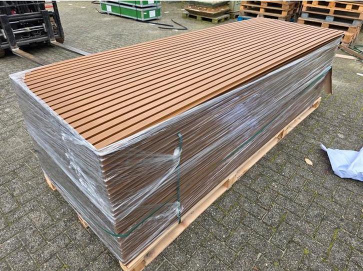 Magazijnopruiming!!! Composiet gevelbekleding Teak NIEUW, Doe-het-zelf en Bouw, Platen en Panelen, Nieuw, Overige materialen, 20 tot 50 mm