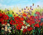 " Flowers in the Meadow "Prachtig Olieverfschilderij, Enlèvement ou Envoi