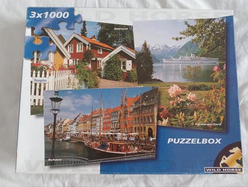 Puzzelbox (Wild Horses) - Smaland & Nyhavn - 2 x 1000 stuks, Hobby en Vrije tijd, Denksport en Puzzels, Gebruikt, Ophalen of Verzenden