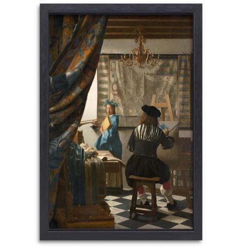 De Schilderkonst - Johannes Vermeer toile + cadre 60x90cm, Maison & Meubles, Accessoires pour la Maison | Décorations murale, Neuf